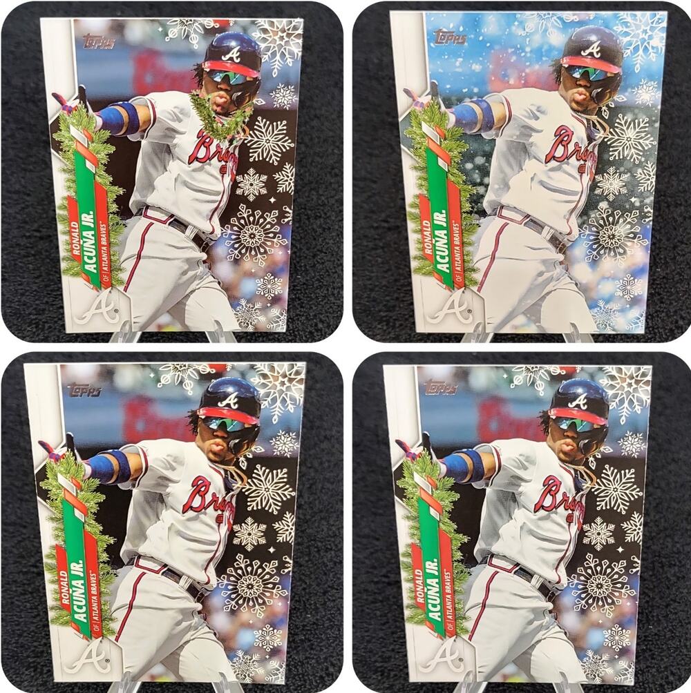 4 Different Ronald Acuna Jr Insert SSP Holiday Baseball Card Lot, Atlanta Braves